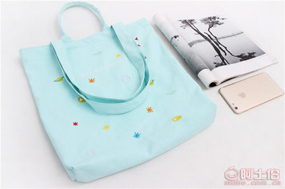 韩版刺绣花原创布包 时尚与实用兼备的女式帆布手提袋